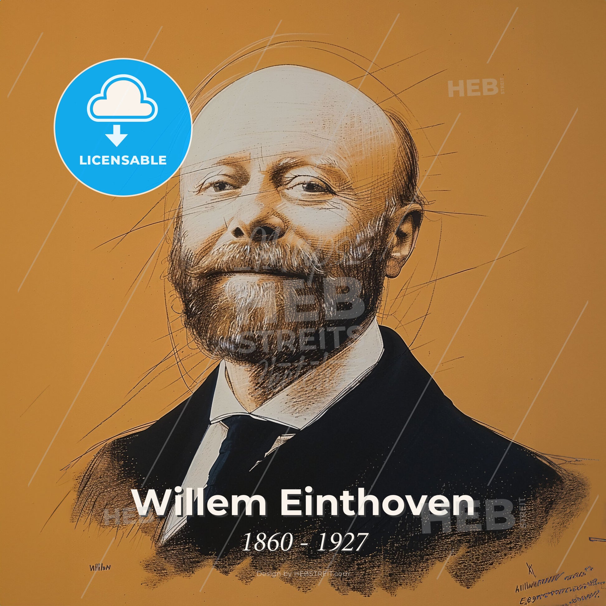Willem Einthoven, 1860 - 1927, Dutch physician - A Man With A Beard Print Template