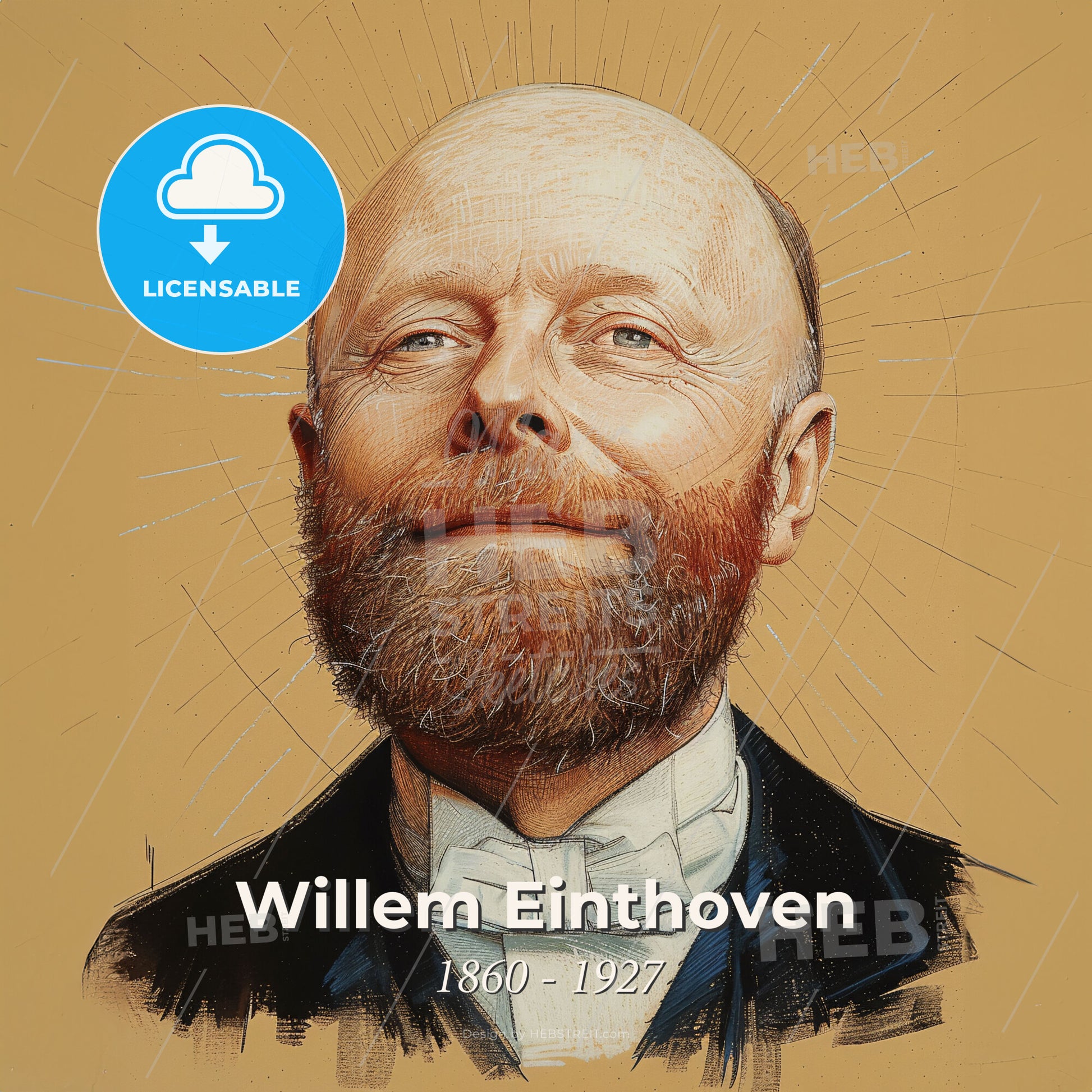 Willem Einthoven, 1860 - 1927, Dutch physician - A Man With A Beard Print Template