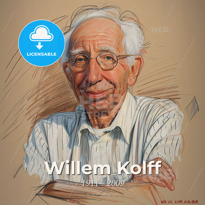 Willem Kolff, 1911 - 2009, Dutch-American physician - A Man With Glasses And A White Shirt Print Template