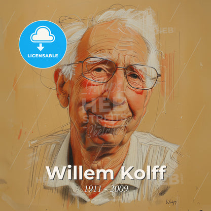 Willem Kolff, 1911 - 2009, Dutch-American physician - A Drawing Of A Man With Glasses Print Template