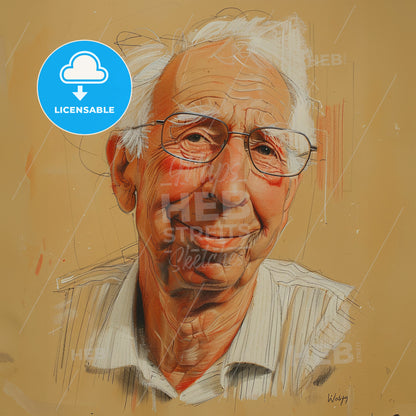 Willem Kolff, 1911 - 2009, Dutch-American physician - A Drawing Of A Man With Glasses