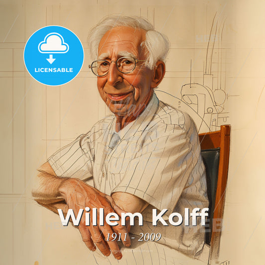 Willem Kolff, 1911 - 2009, Dutch-American physician - A Man Sitting In A Chair Print Template
