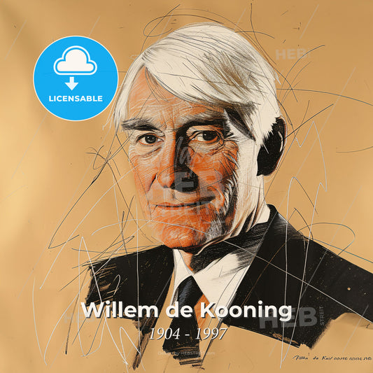 Willem de Kooning, 1904 - 1997, Dutch-American painter - A Man With White Hair And A Suit Print Template