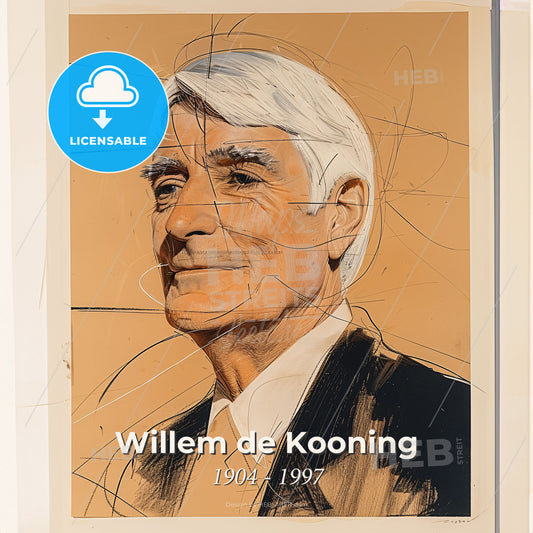 Willem de Kooning, 1904 - 1997, Dutch-American painter - A Man With White Hair Print Template