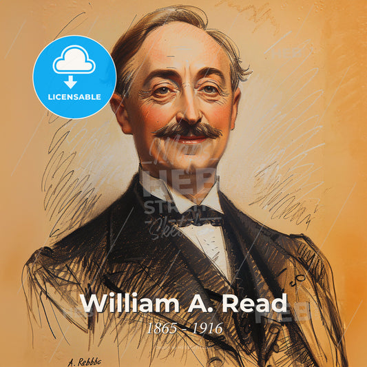 William A. Read, 1865 - 1916, American investment banker - A Man With A Mustache Print Template