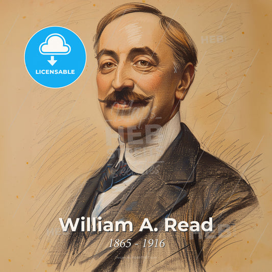 William A. Read, 1865 - 1916, American investment banker - A Man With A Mustache Print Template