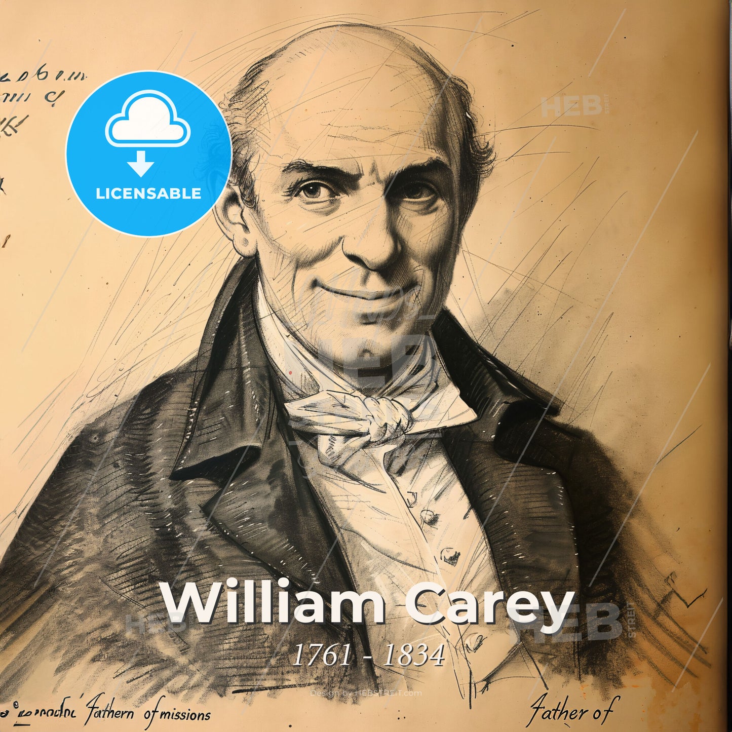 William Carey, 1761 - 1834, British missionary - A Drawing Of A Man Print Template