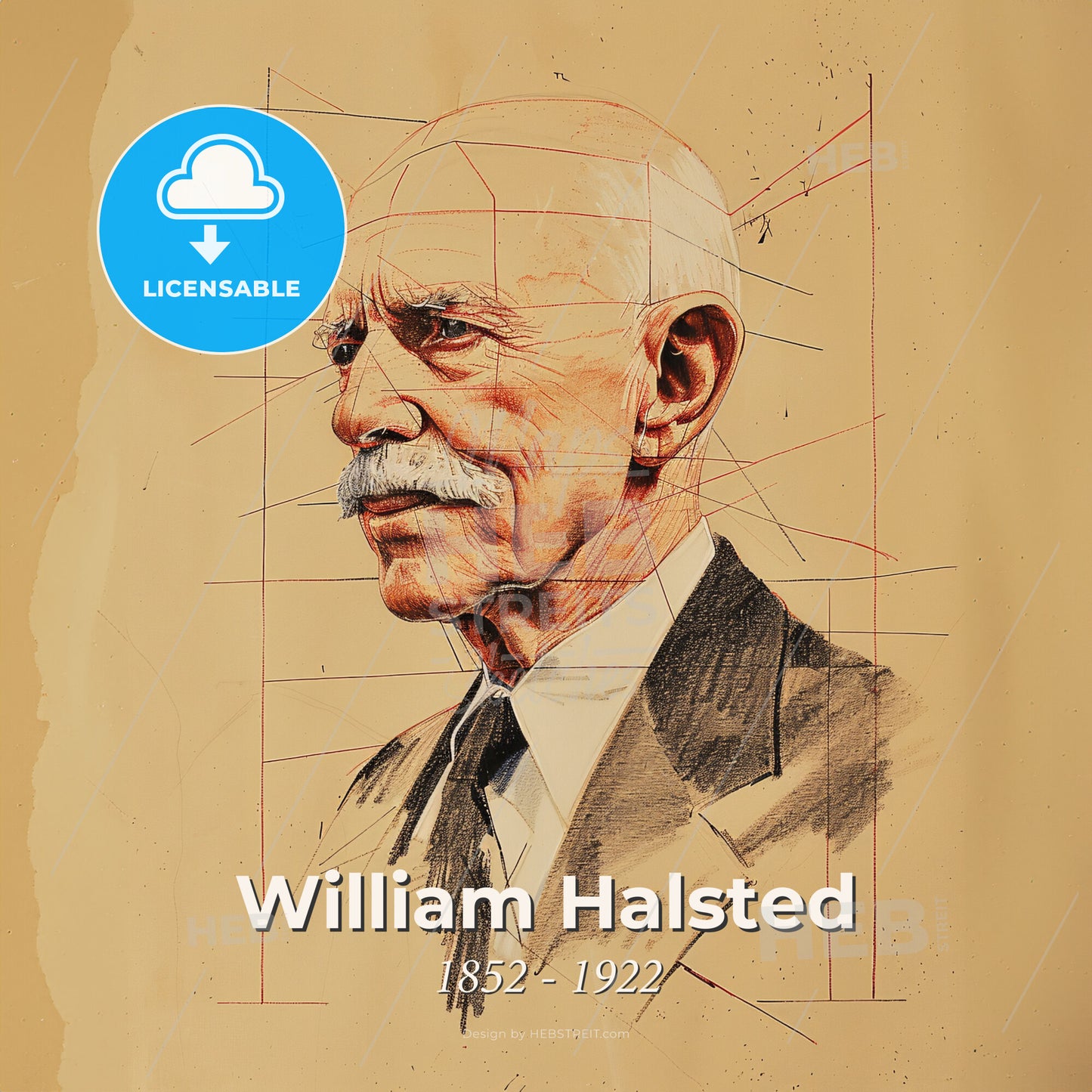 William Halsted, 1852 - 1922, American surgeon - A Drawing Of A Man Print Template