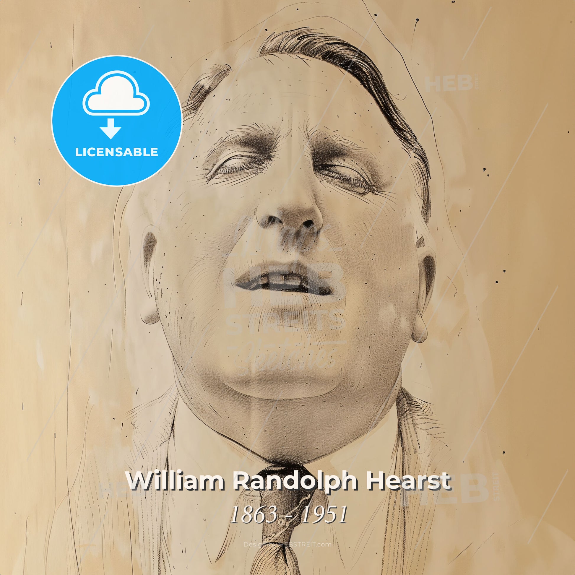 William Randolph Hearst, 1863 - 1951, American newspaper magnate - A Drawing Of A Man Print Template