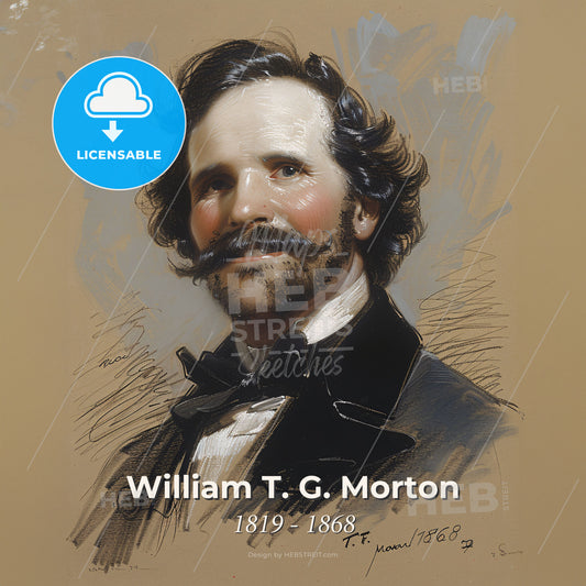 William T. G. Morton, 1819 - 1868, American dentist and anesthesiologist - A Man With A Mustache Print Template