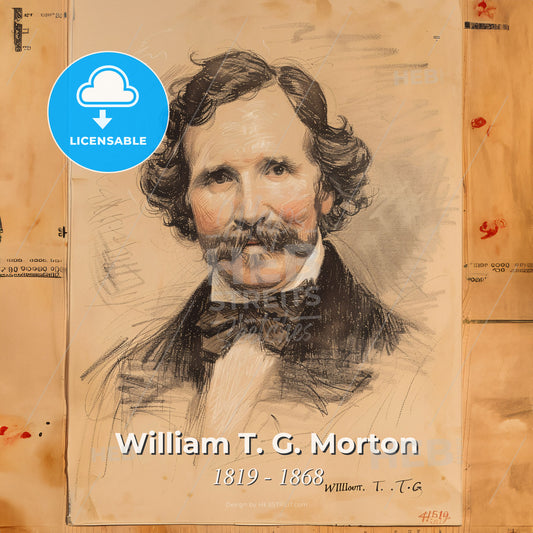 William T. G. Morton, 1819 - 1868, American dentist and anesthesiologist - A Drawing Of A Man Print Template