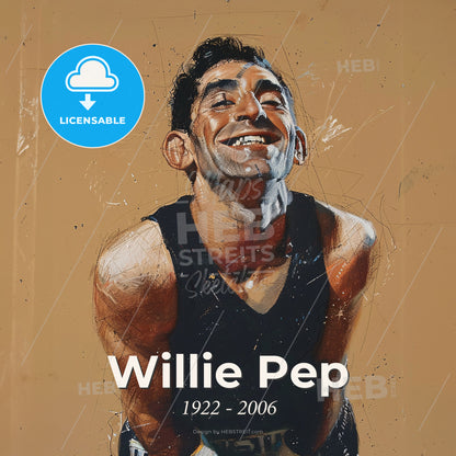 Willie Pep, 1922 - 2006, American featherweight boxer - A Man Smiling With His Eyes Closed Print Template