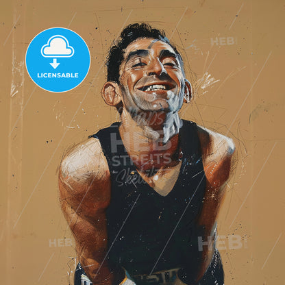 Willie Pep, 1922 - 2006, American featherweight boxer - A Man Smiling With His Eyes Closed