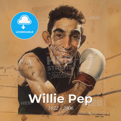 Willie Pep, 1922 - 2006, American featherweight boxer - A Man Wearing Boxing Gloves Print Template