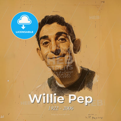 Willie Pep, 1922 - 2006, American featherweight boxer - A Drawing Of A Man Print Template