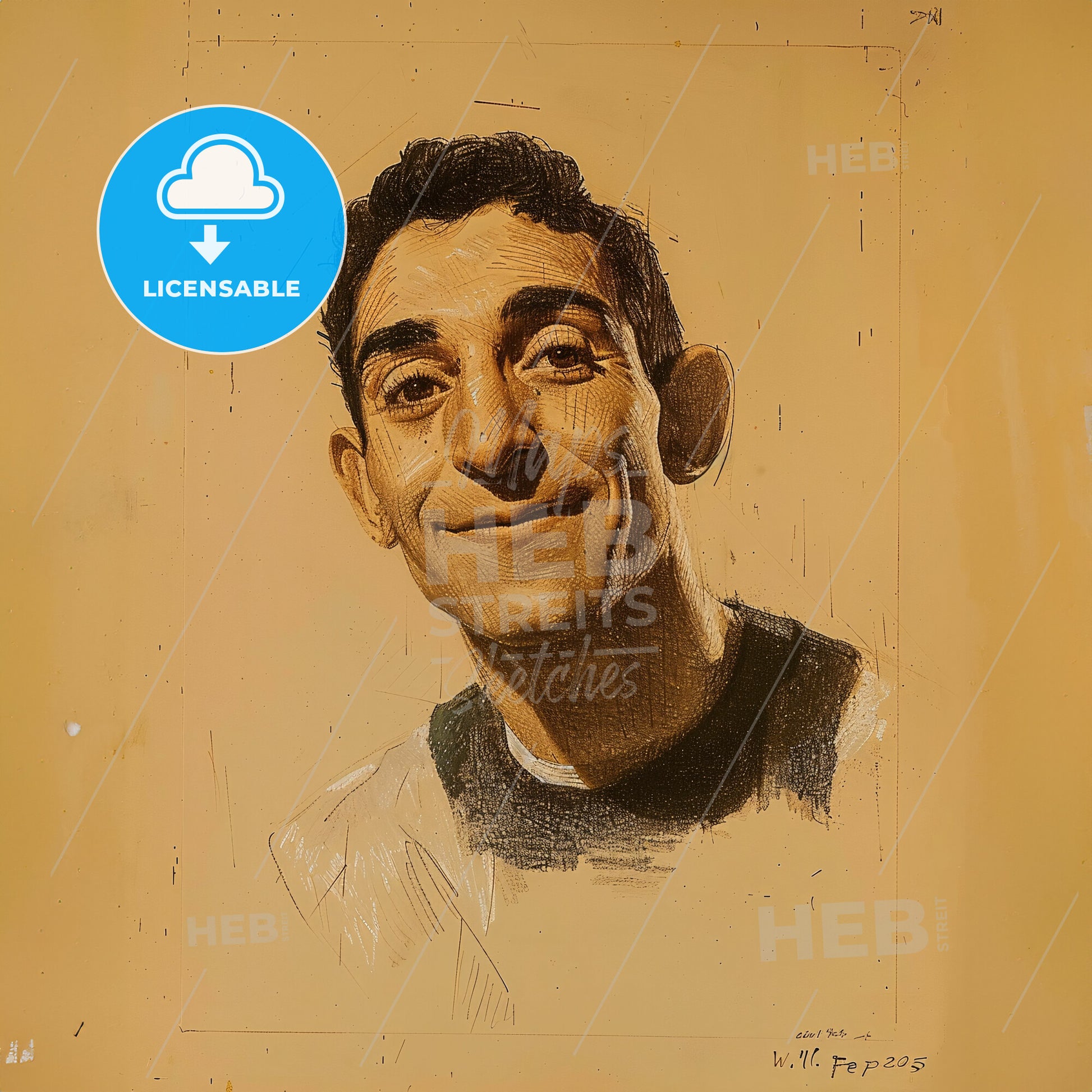 Willie Pep, 1922 - 2006, American featherweight boxer - A Drawing Of A Man