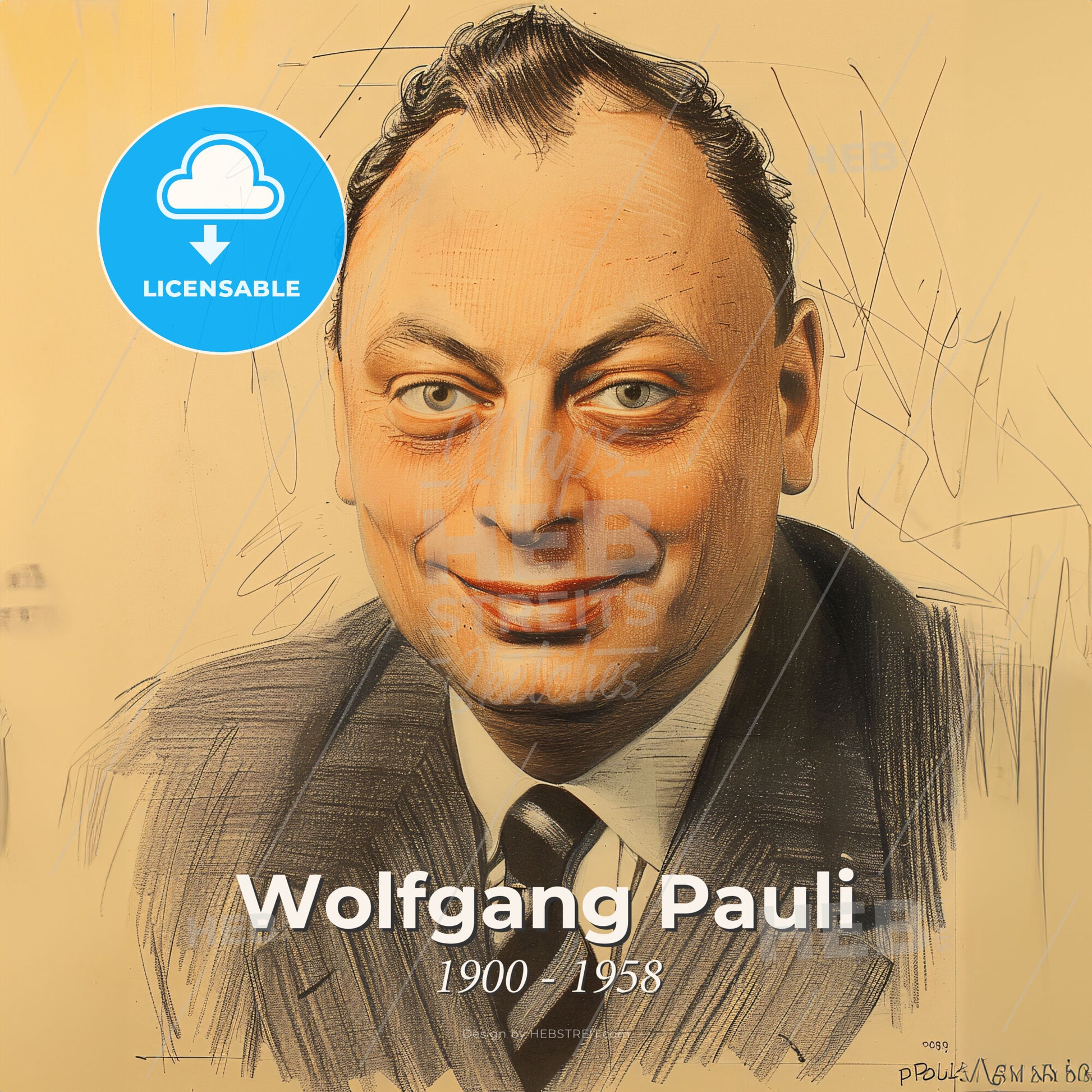 Wolfgang Pauli, 1900 - 1958, Austrian physicist - A Man In A Suit And Tie Print Template