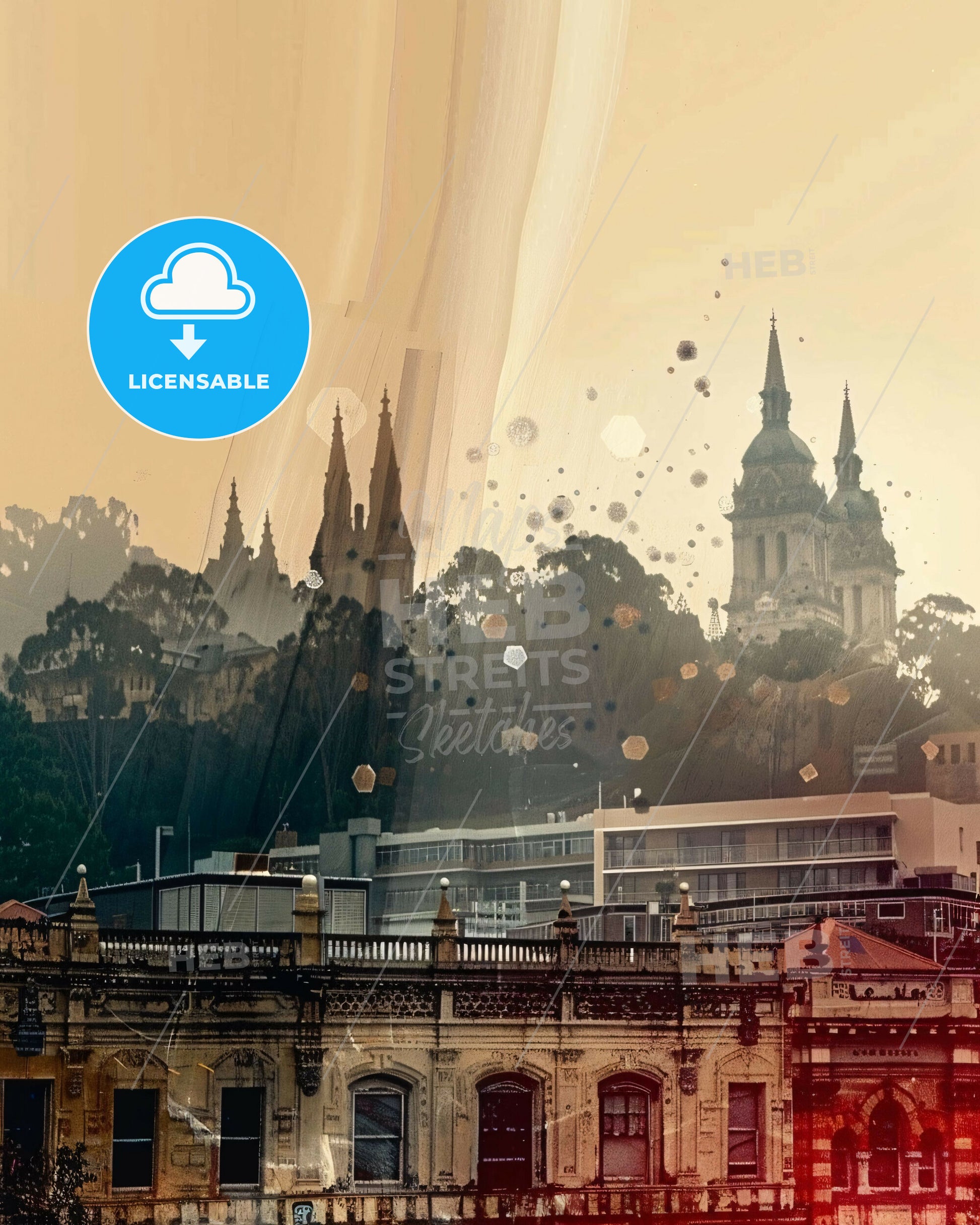 Wollongong Skyline Art Print with Vibrant Local Colors - A city with buildings and trees