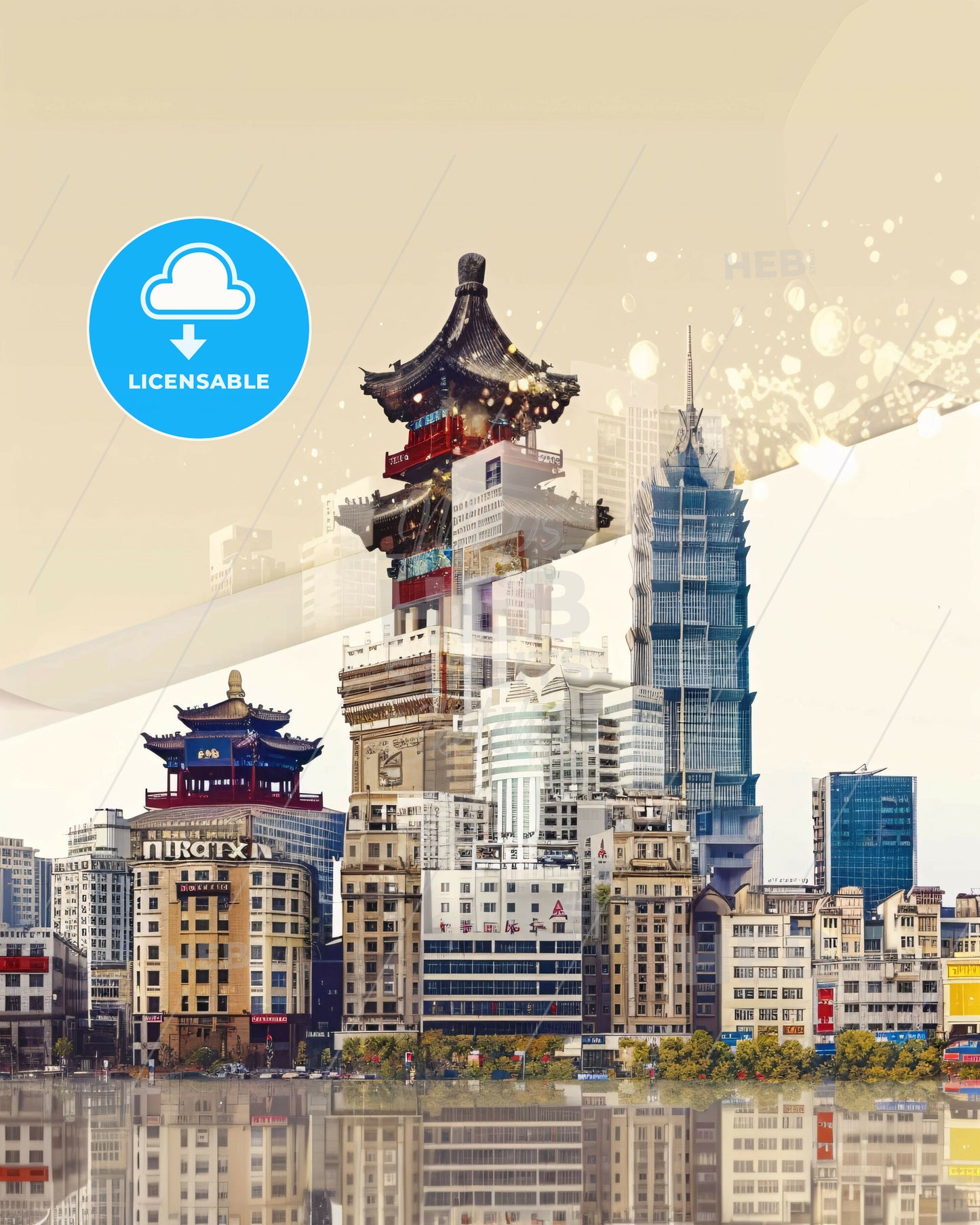 Xuchang, China - Architectural Art Poster - A city skyline with many tall buildings