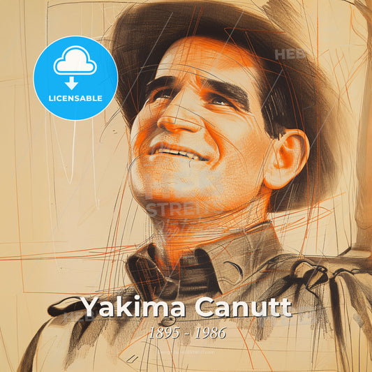 Yakima Canutt, 1895 - 1986, American stuntman and actor - A Drawing Of A Man In A Hat Print Template