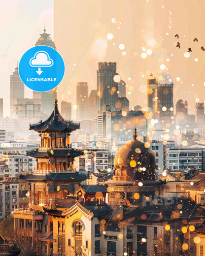 Yantai Skylight Symphony: City Charm Unveiled - A city with many buildings