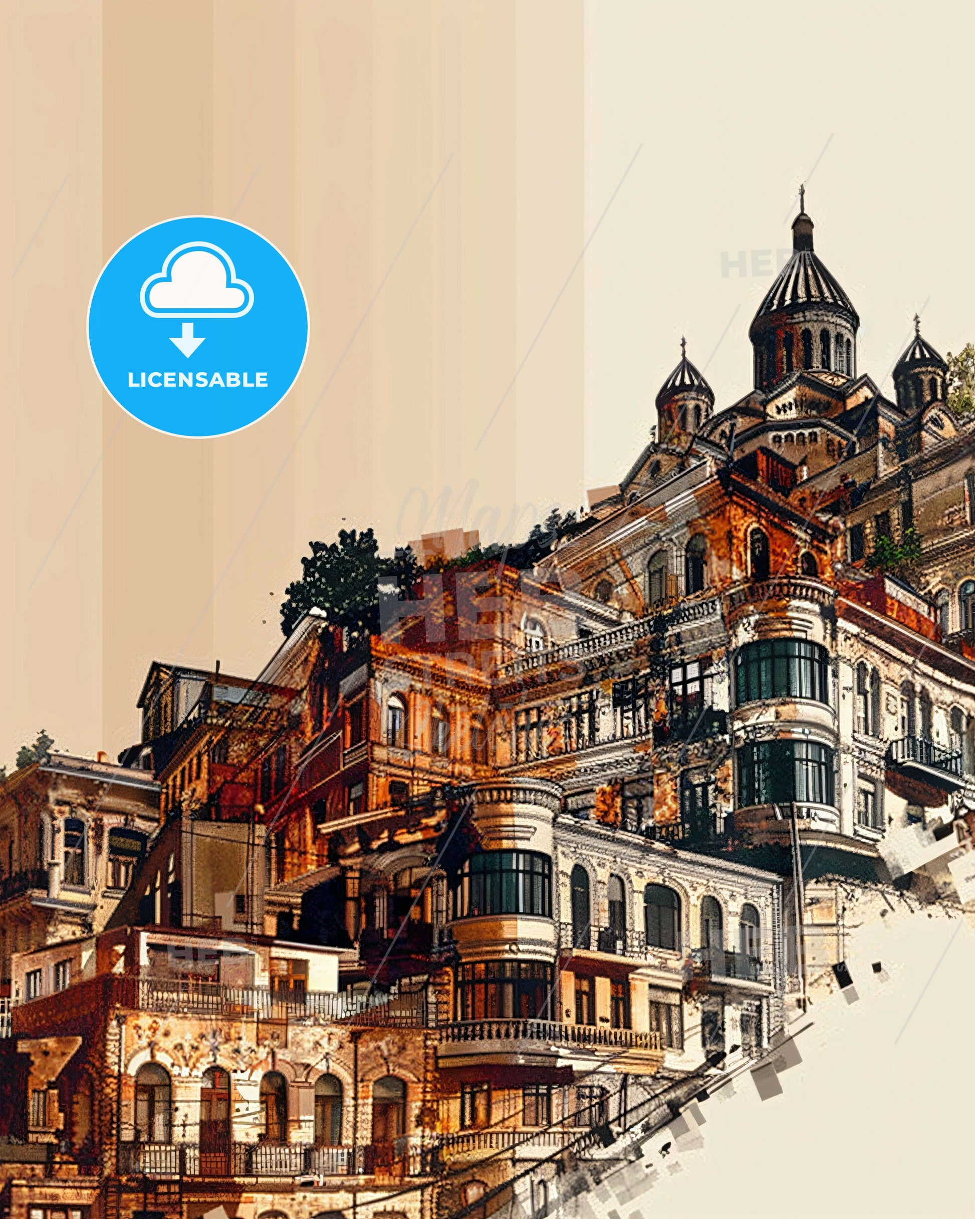 Yerevan Skyline Symphony in Light - A large building with many windows