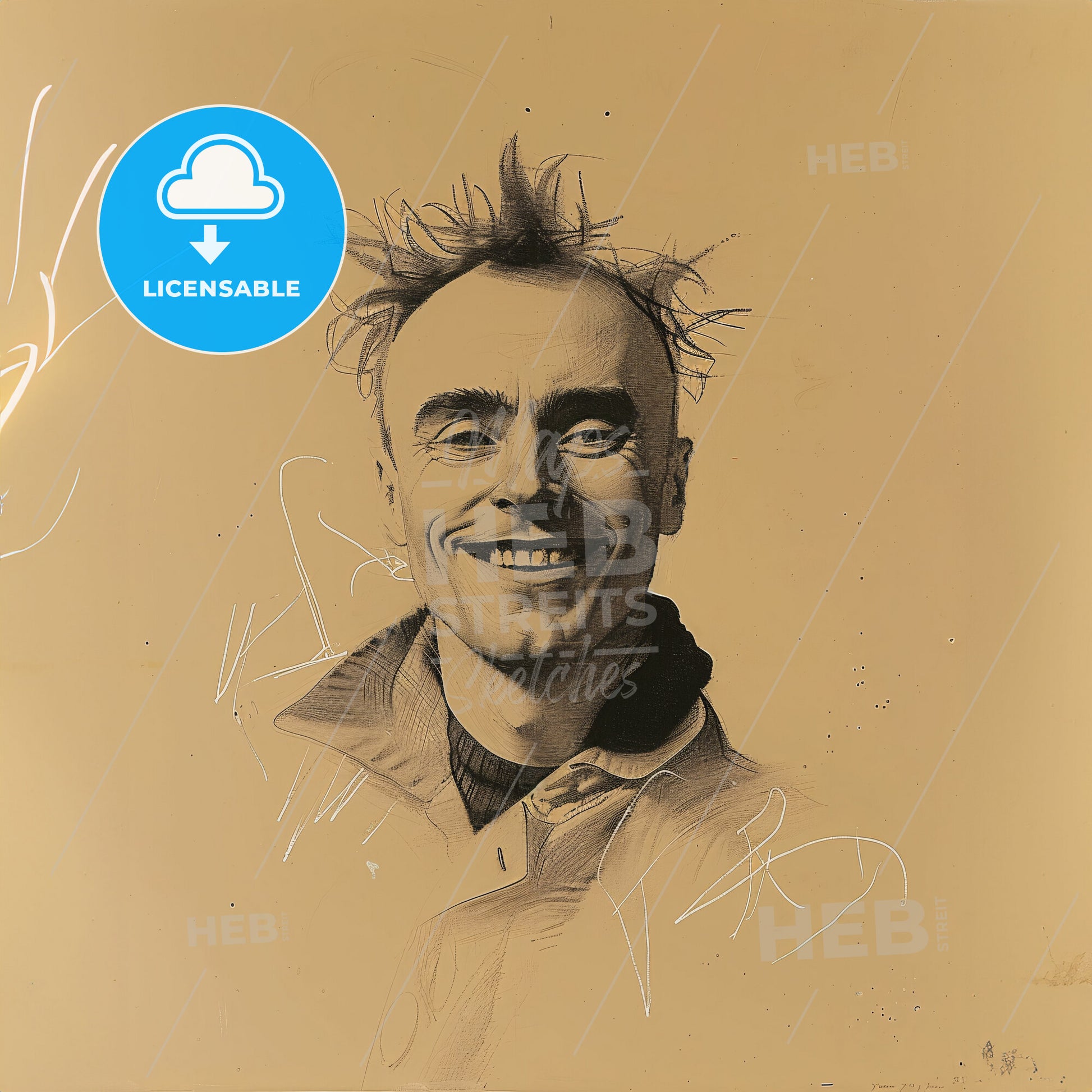 Yves Tanguy, 1900 - 1955, French-American painter - A Man With Spiky Hair Smiling