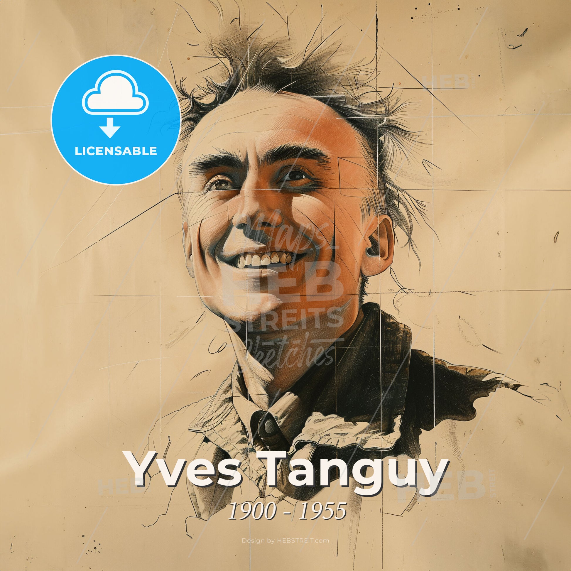 Yves Tanguy, 1900 - 1955, French-American painter - A Drawing Of A Man Smiling Print Template