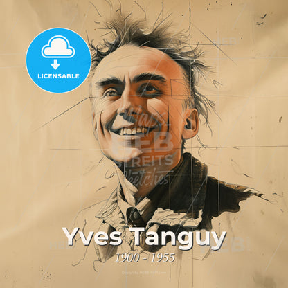 Yves Tanguy, 1900 - 1955, French-American painter - A Drawing Of A Man Smiling Print Template