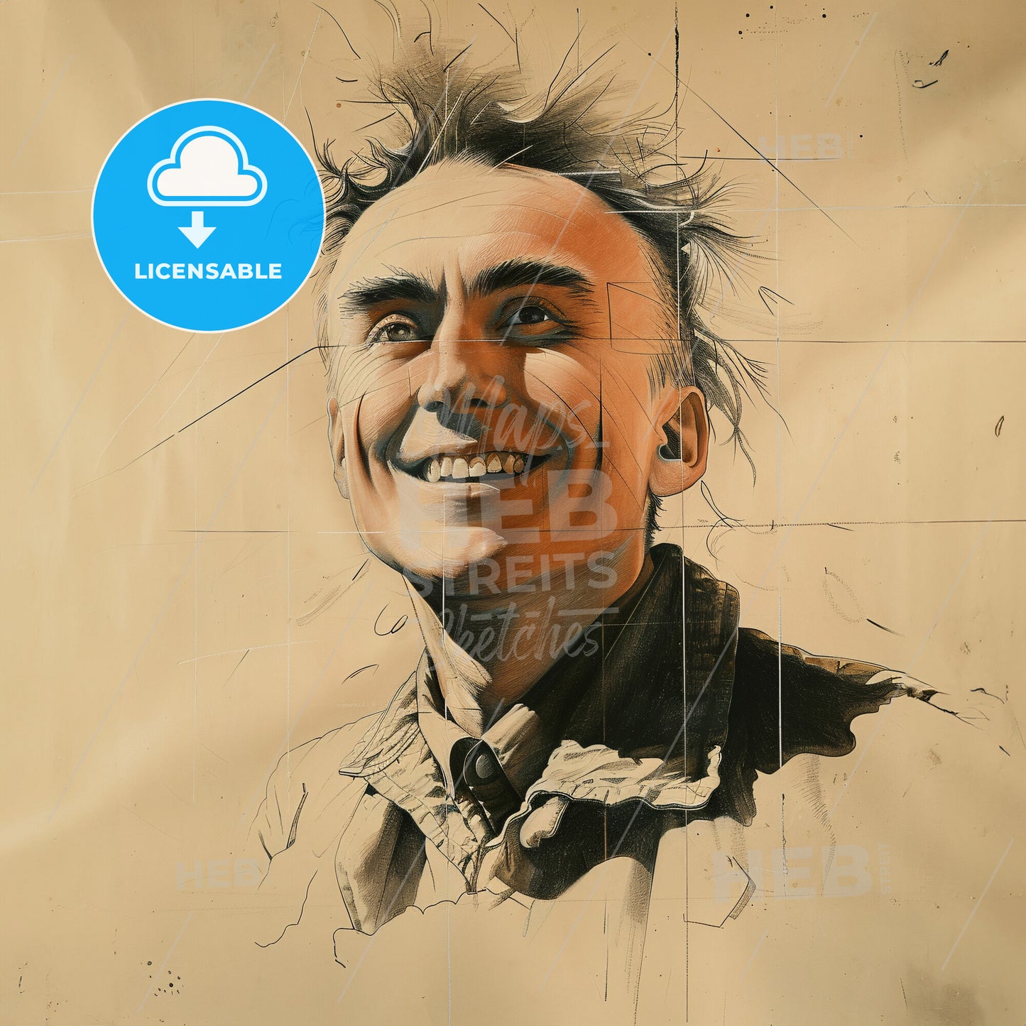 Yves Tanguy, 1900 - 1955, French-American painter - A Drawing Of A Man Smiling