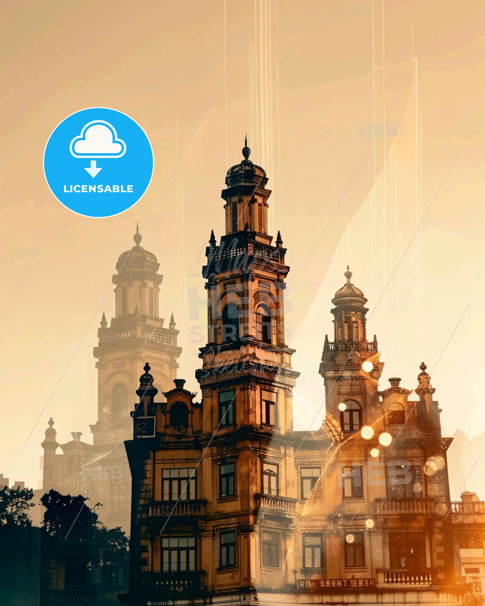 Zhongshan Skyline City Art Poster - A building with towers and a tower