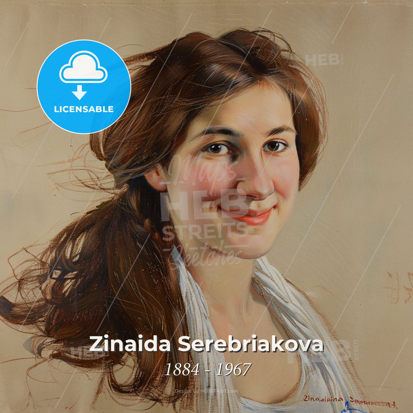 Zinaida Serebriakova, 1884 - 1967, Russian painter - A Painting Of A Woman Print Template