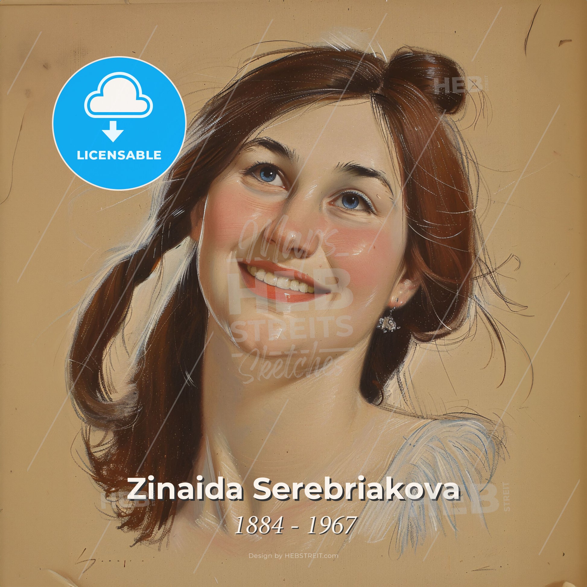 Zinaida Serebriakova, 1884 - 1967, Russian painter - A Drawing Of A Woman Print Template