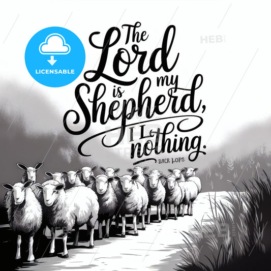 Text illustration featuring sheep and a biblical quote. Print Template.