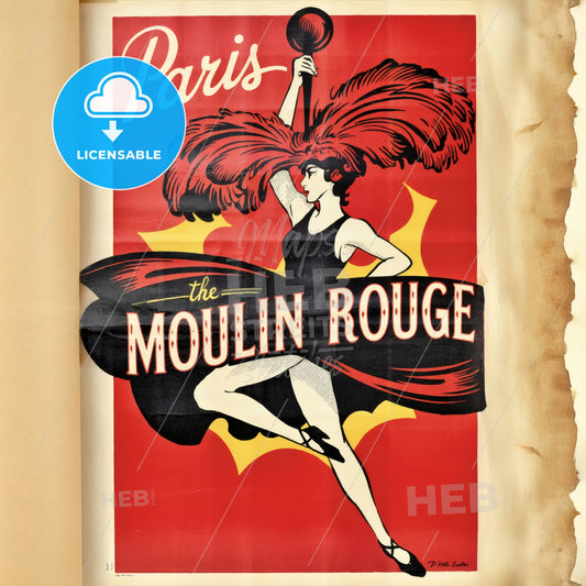 Moulin Rouge Poster - Illustration of a dancer from the Moulin Rouge Print Template.
