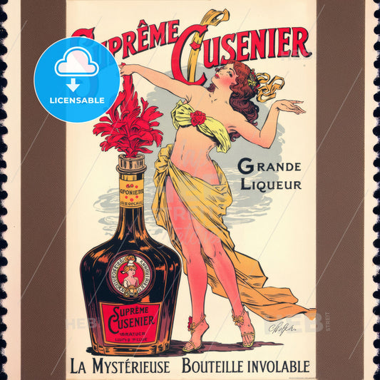 Suprême Cusenier - Vintage Liqueur Advertisement Print Template.