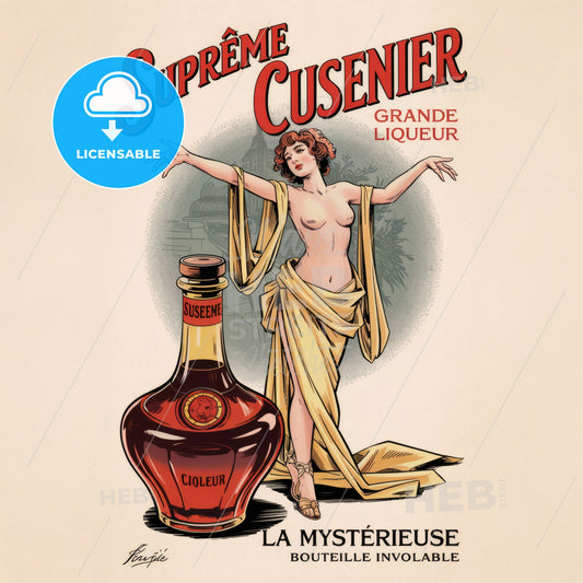 Supême Cusenier - Vintage Liqueur Advertisement Print Template.