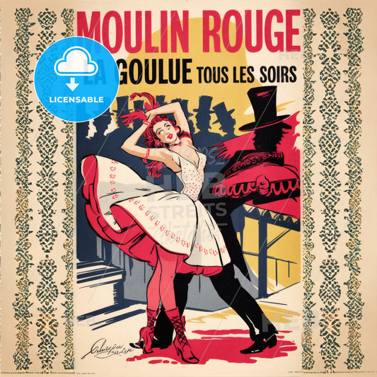 Moulin Rouge - Poster for a Cabaret Show Print Template.