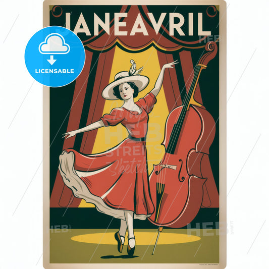 Jane Avril - Performer with Cello Print Template.