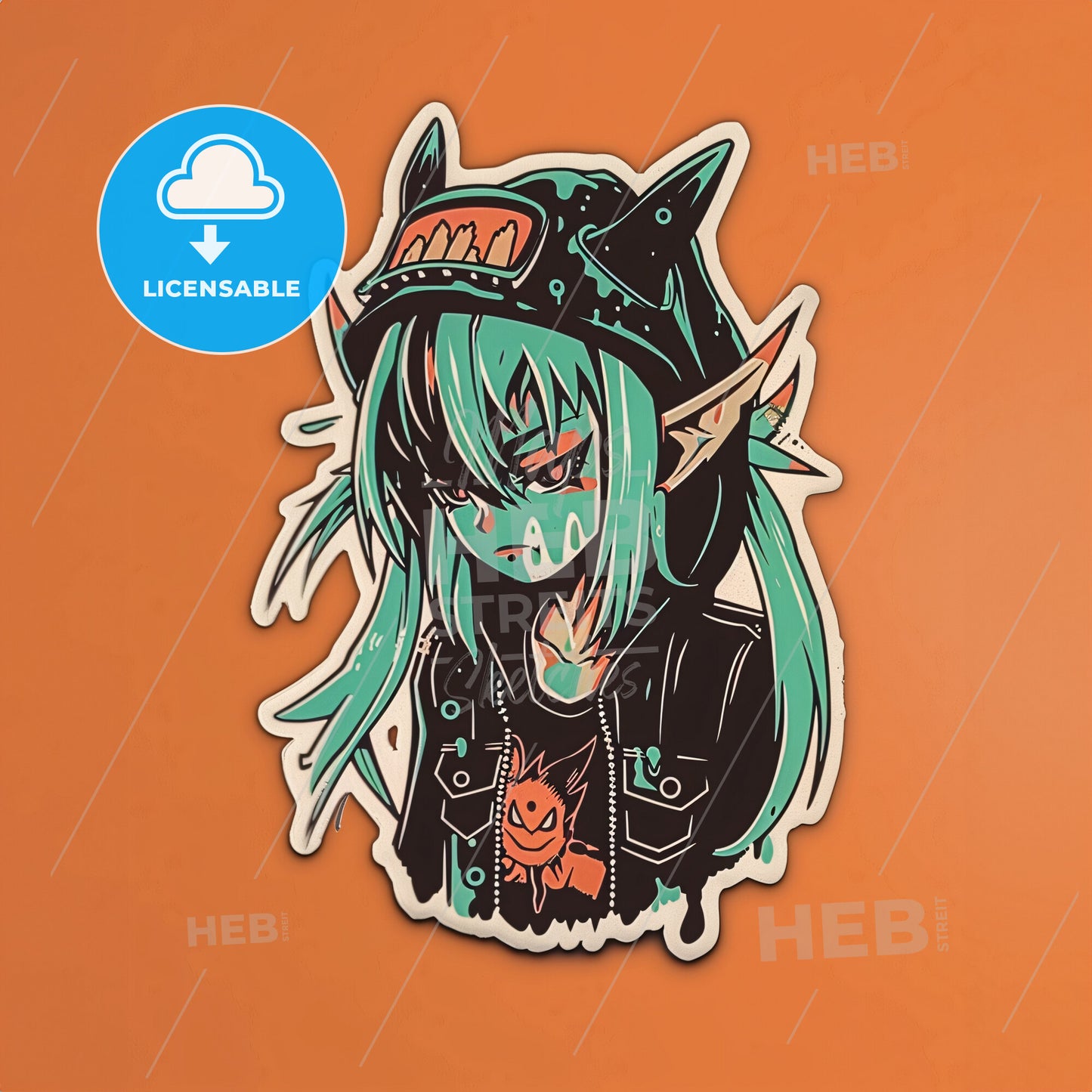 A Cartoon Sticker Of A Girl With Long Hair