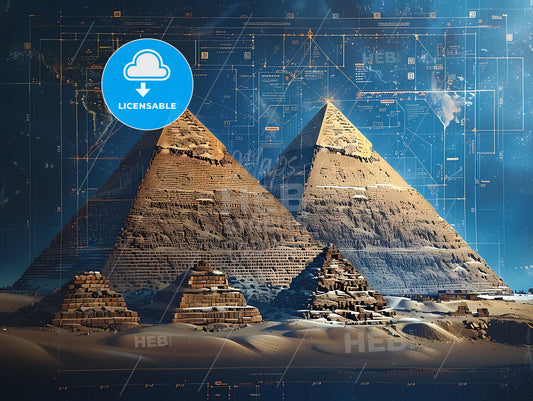 Aerial View of the Pyramids, an Artistic Interpretation: Blueprint, Precisionism, Barbizon, Weathercore, Deconstructionism, Groundcore
