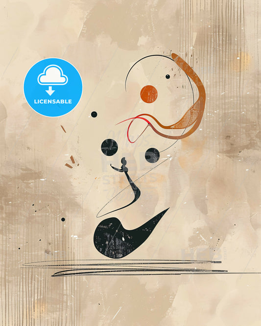 Minimalist Body Art: Serene Lines, Earthy Hues - A painting of a person juggling balls