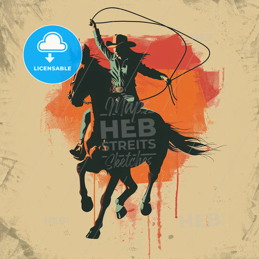 A Man Riding A Horse With A Lasso