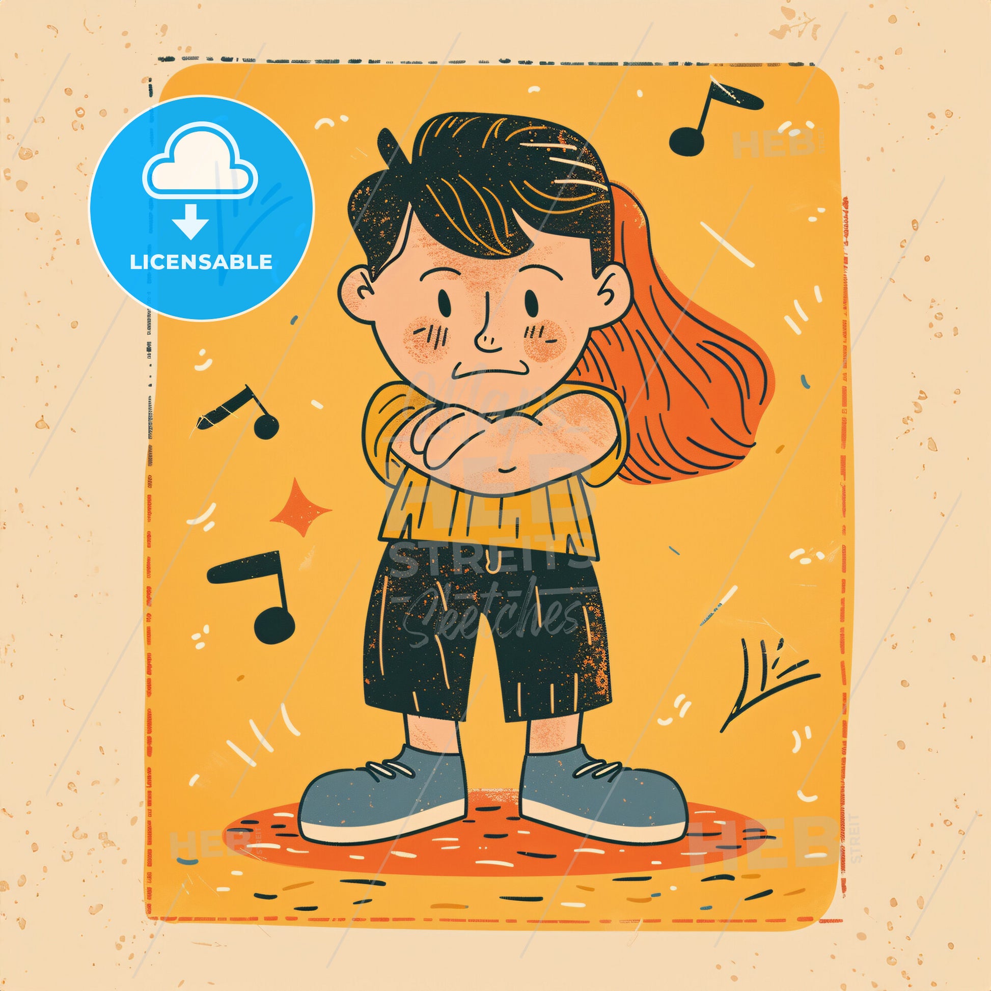 A Child With A Furrowed Brow And Crossed Arms - A Cartoon Of A Girl With Her Arms Crossed