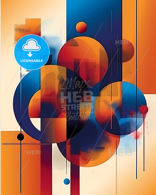 Flowing Color Art: Minimalist Painting with Vibrant Circles and Squares, Digital Art, Abstract Design, Contemporary Art Print, Wall Art