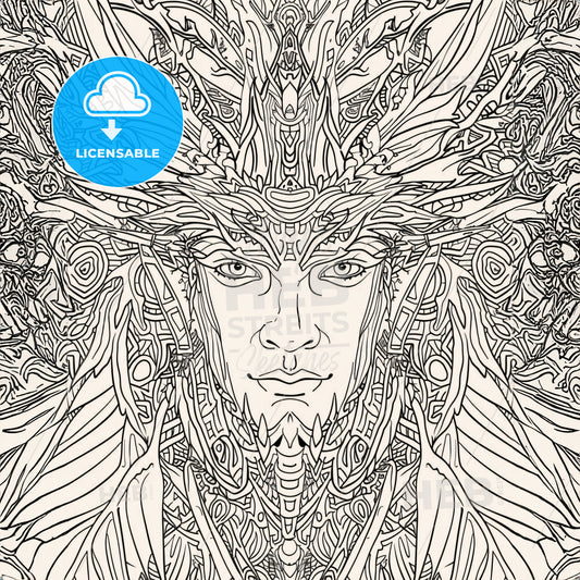 A Coloring Page For Adult - A Drawing Of A Mans Face