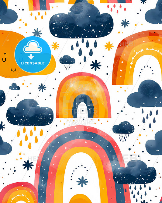 Pastel Rainbow Cloud Pattern Minimalist Art Cover Design: Vibrant Painting with Focus on Artistry