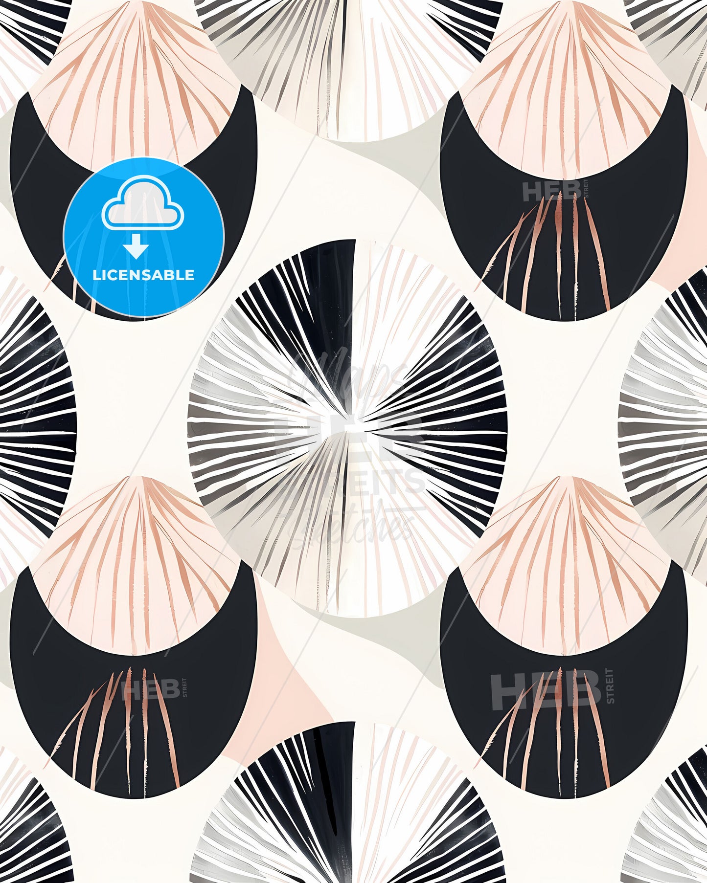 Modern Neutral Seamless Pattern | Minimalist Geometric Design in Black and White Circles | Painting Artwork