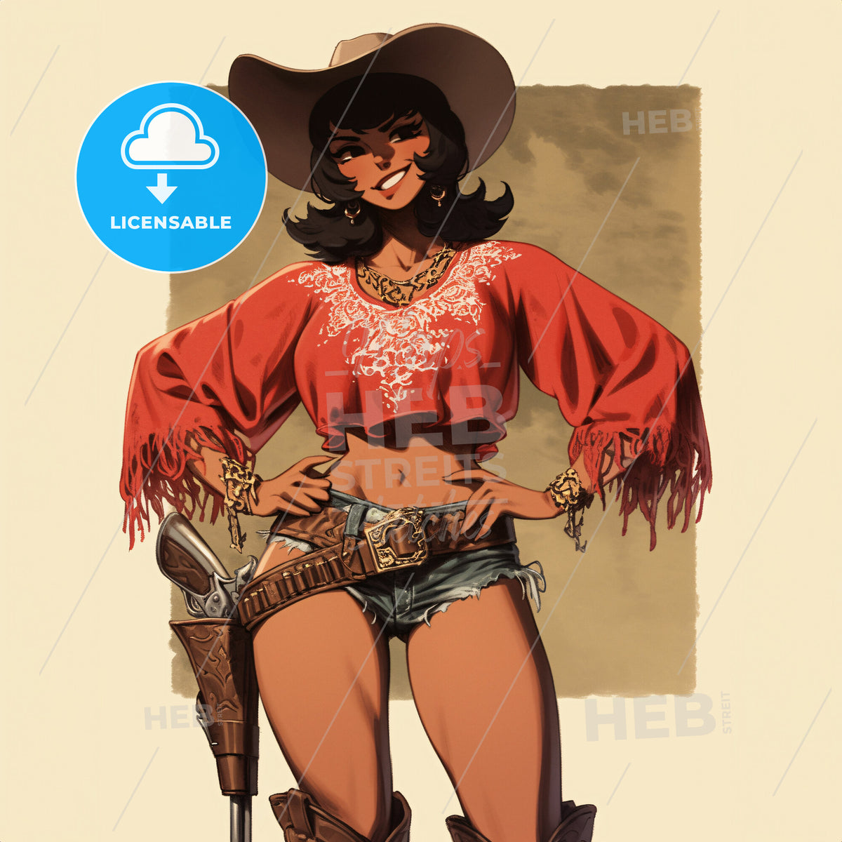 A Cowgirl - A Cartoon Of A Woman In A Cowboy Hat
