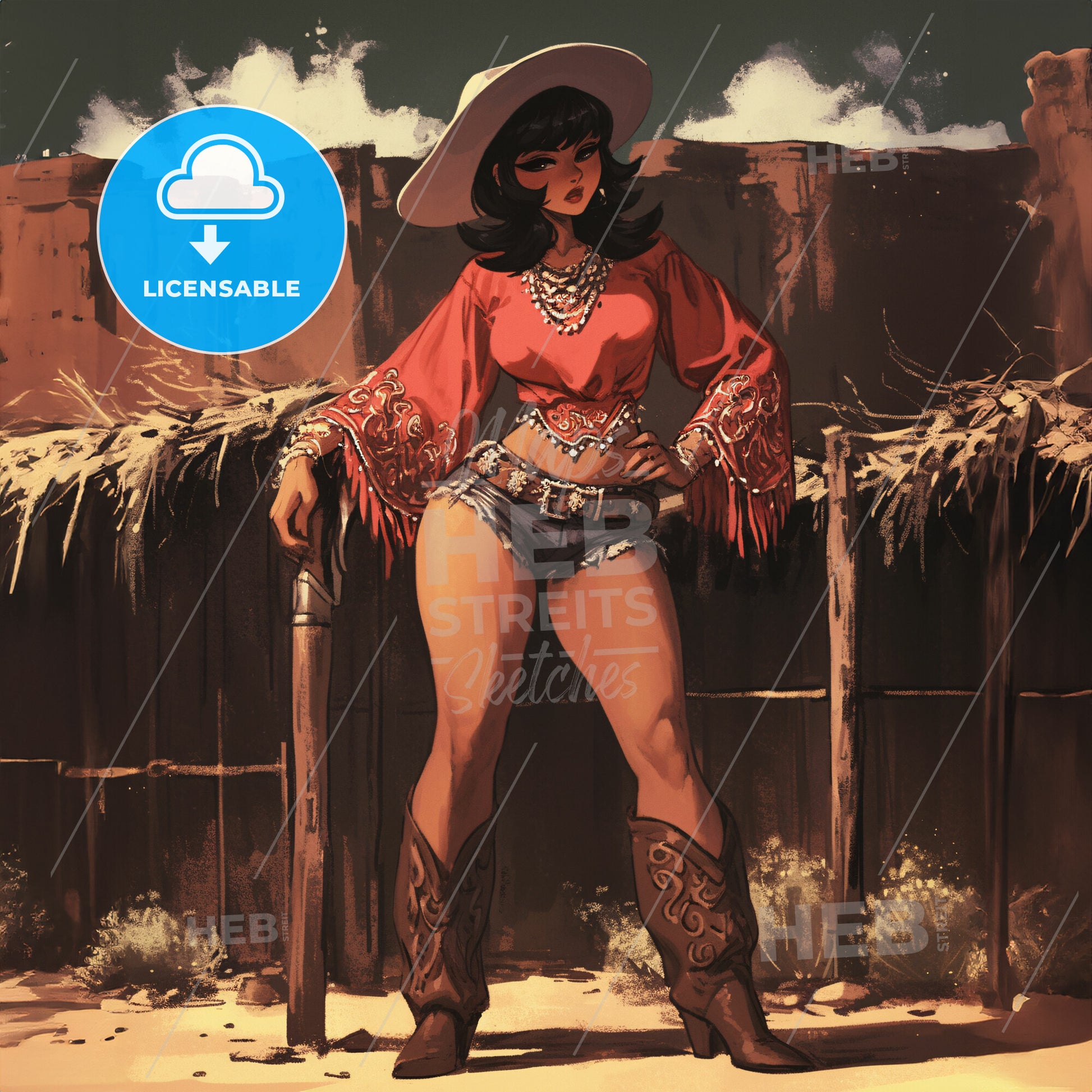 A Cowgirl - A Cartoon Of A Woman In A Cowboy Outfit
